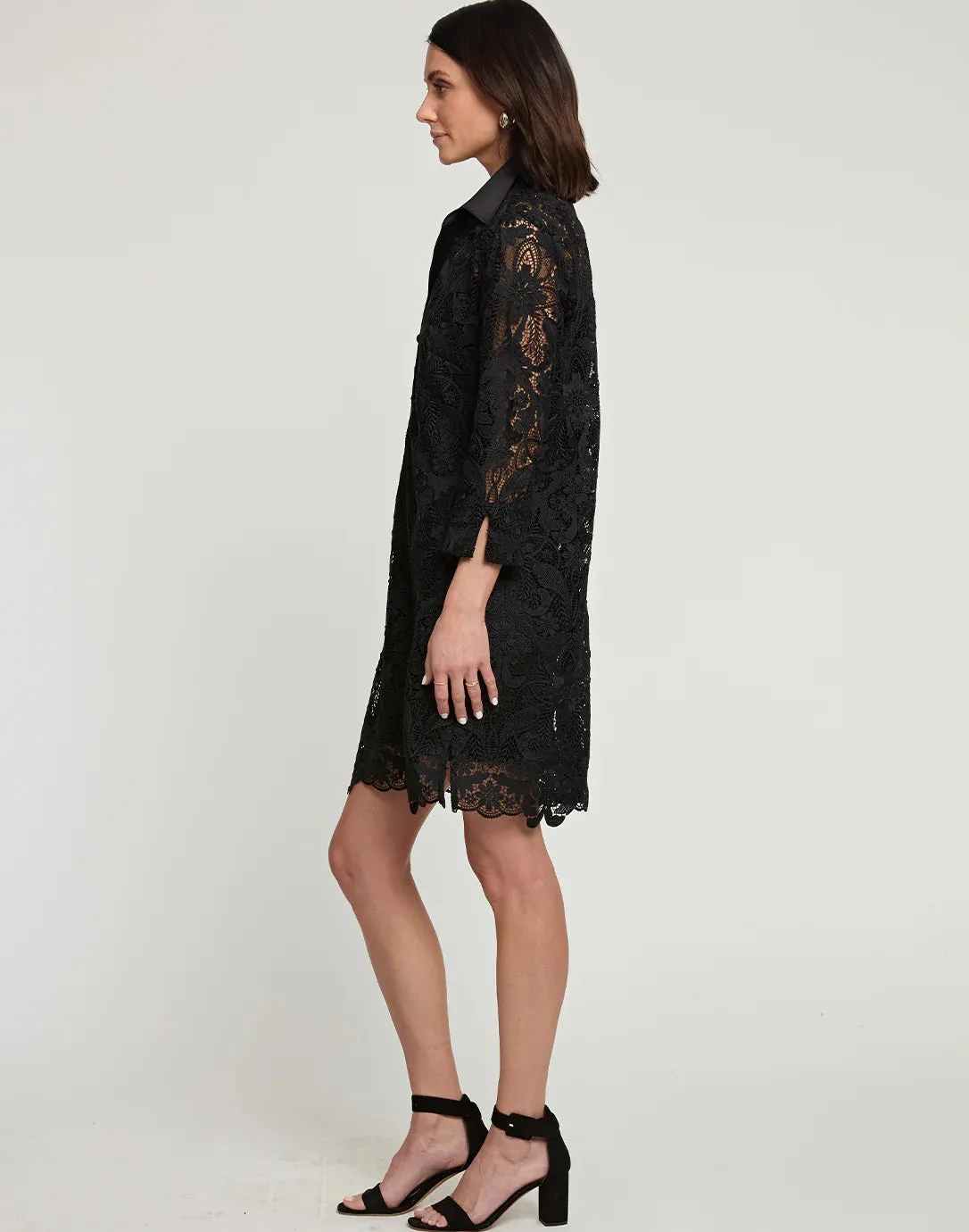 HINSON WU - AILEEN BLACK LACE DRESS 3/4 SLEEVE