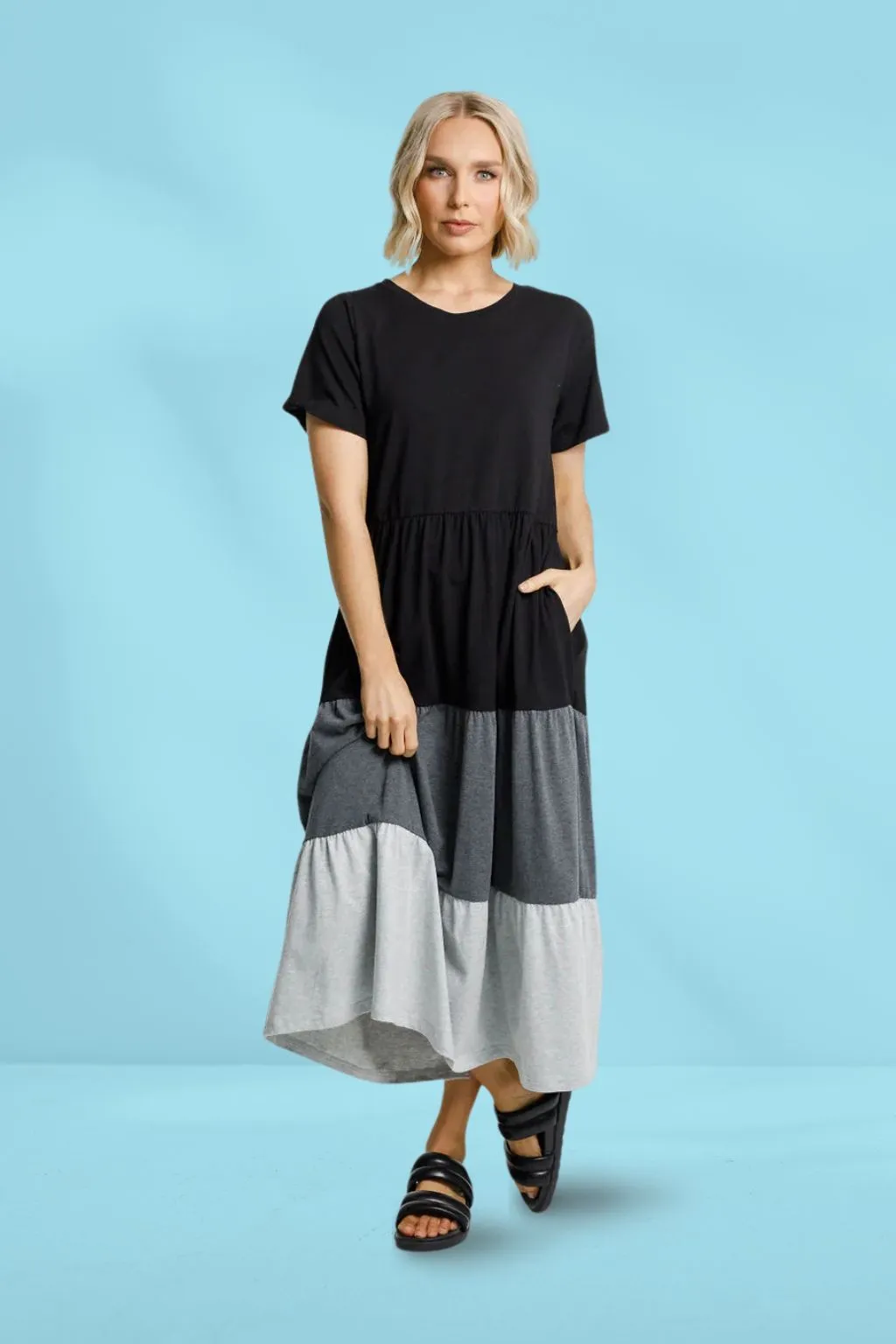 Homelee Kendall Dress Black Charcoal Grey