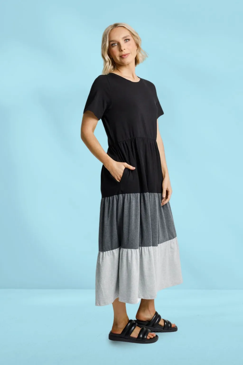 Homelee Kendall Dress Black Charcoal Grey