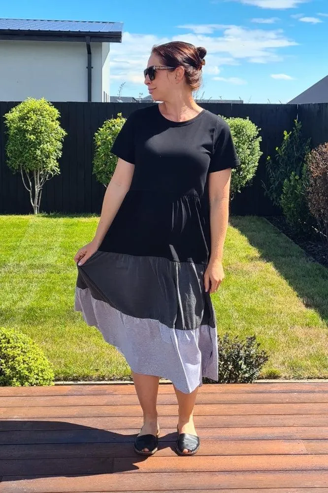 Homelee Kendall Dress Black Charcoal Grey