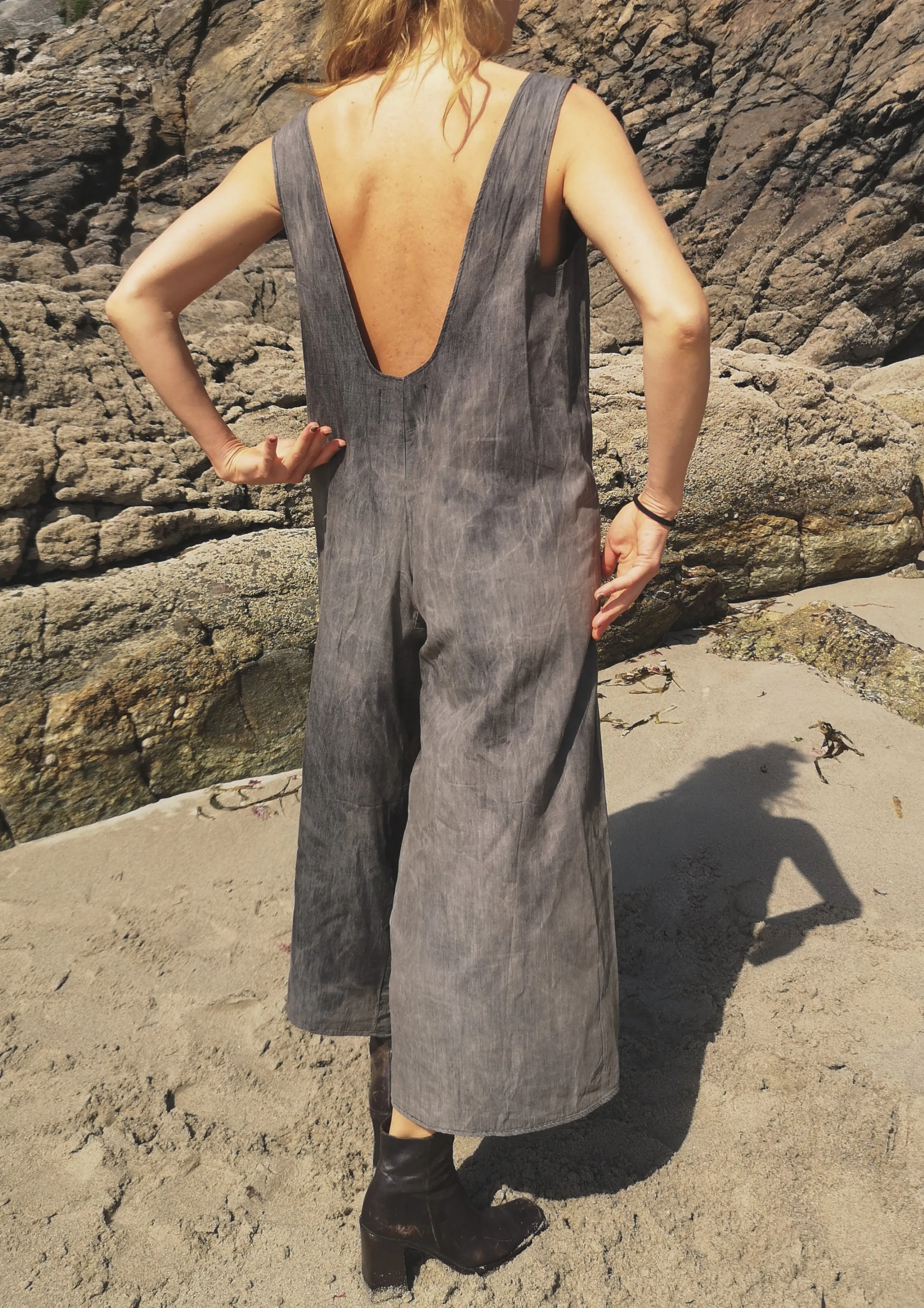 HOMEMADE - JUMPSUIT WIDE - COTTON - grey washed