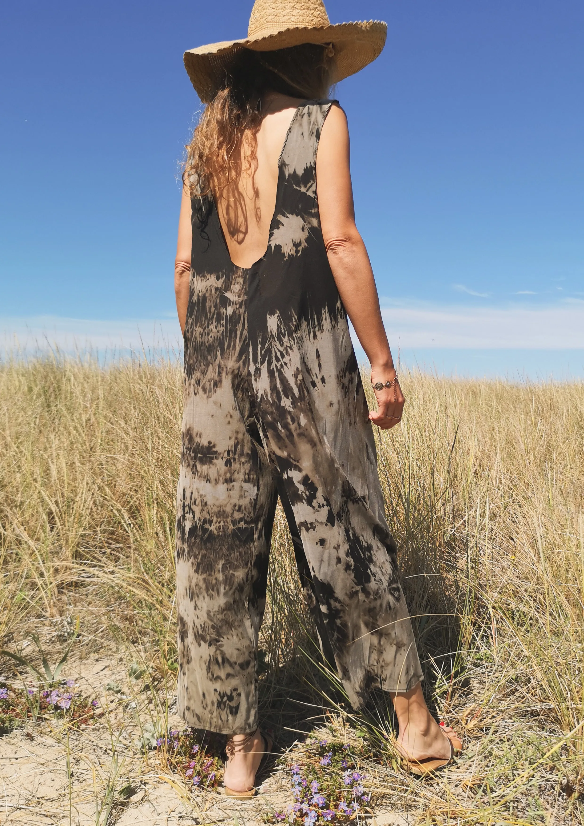 HOMEMADE - JUMPSUIT WIDE - COTTON - hand bleached