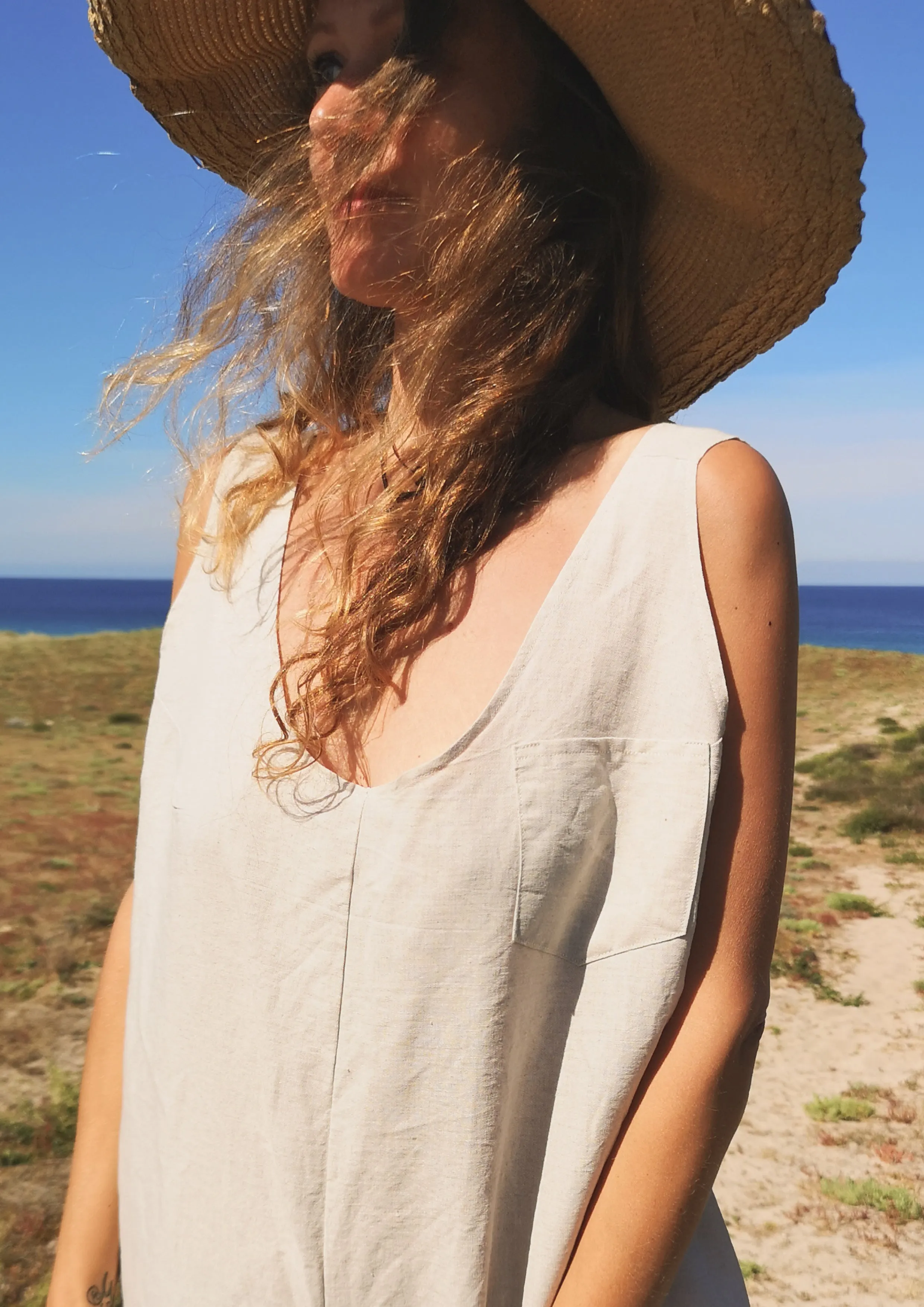 HOMEMADE - JUMPSUIT WIDE - LINEN - natural white