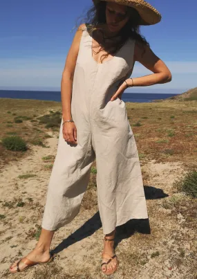 HOMEMADE - JUMPSUIT WIDE - LINEN - natural white