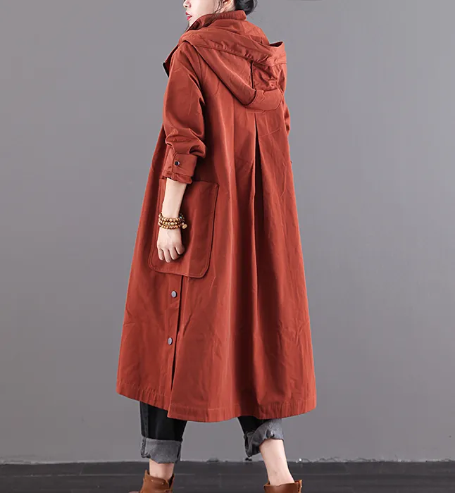 Hooded A-line Long Women Casual  Parka Plus Size Fall Coat Jacket JT200945