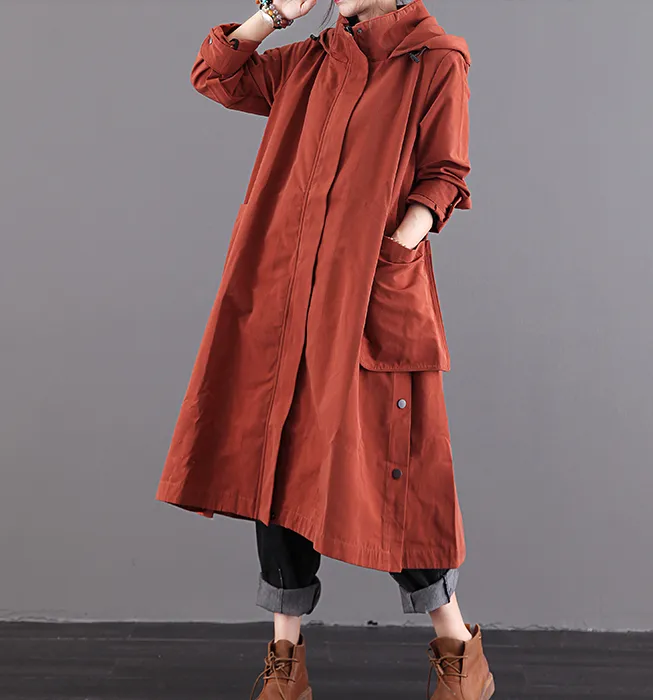 Hooded A-line Long Women Casual  Parka Plus Size Fall Coat Jacket JT200945