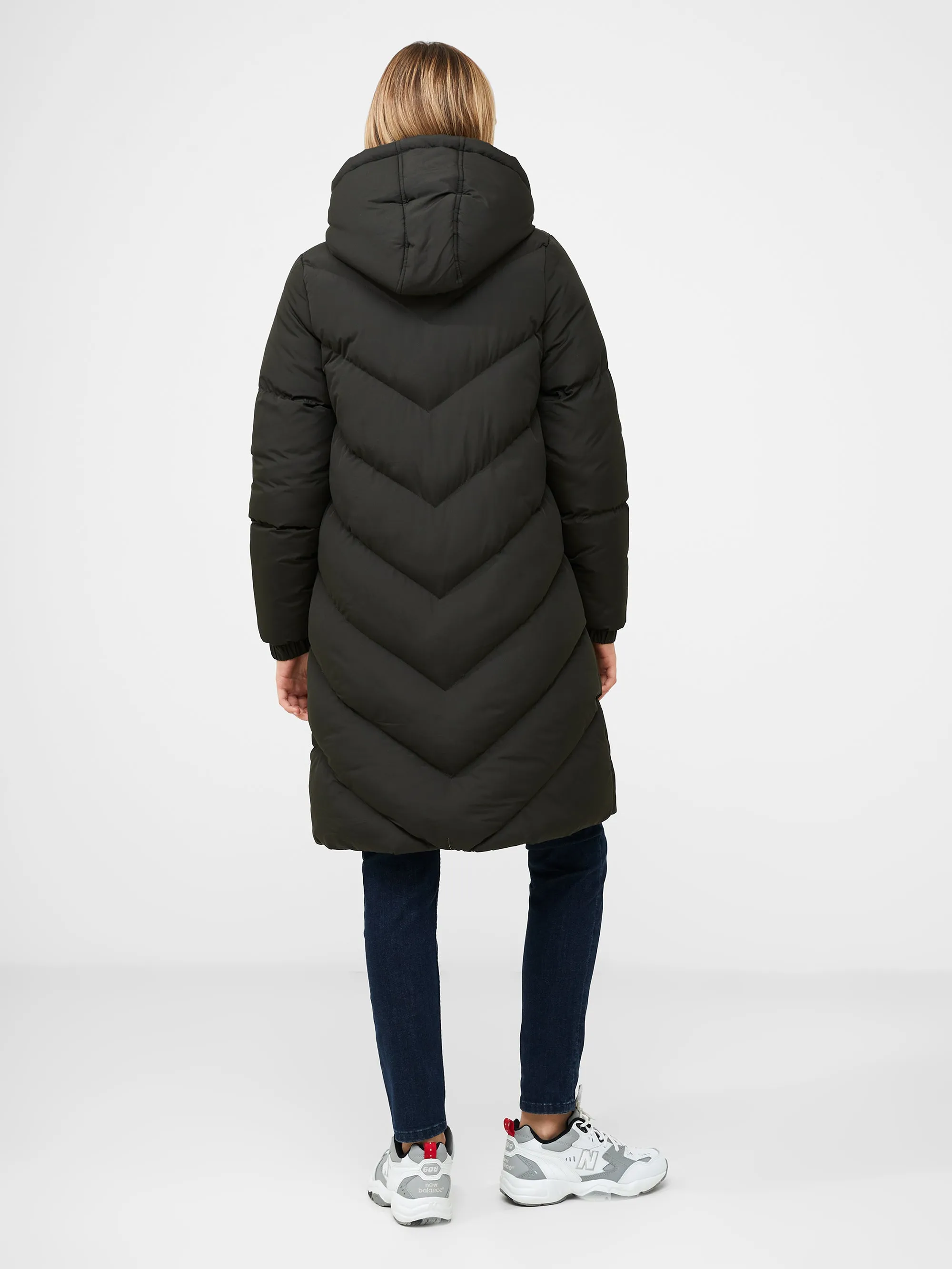 Hooded Chevron Puffer Coat