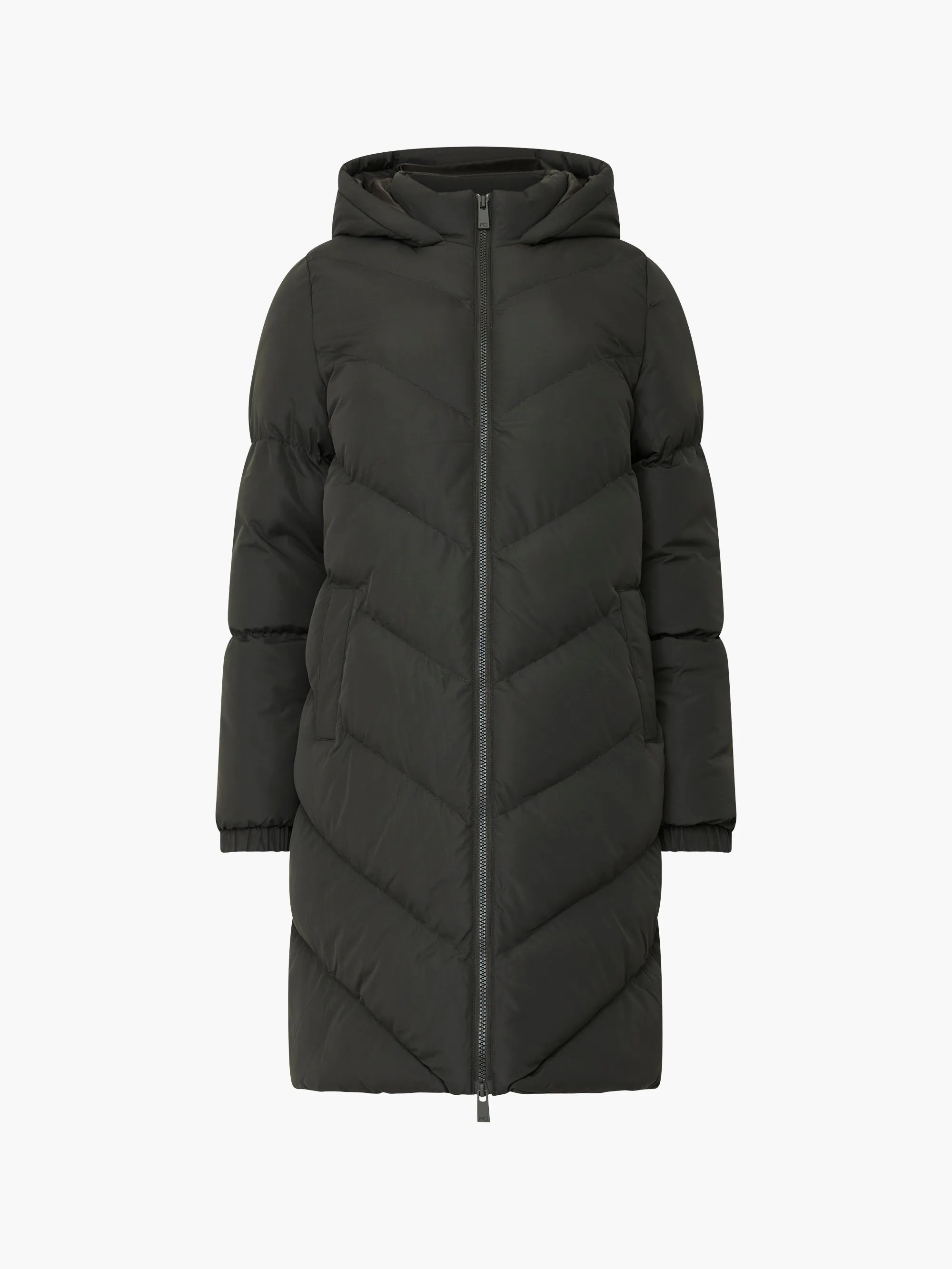 Hooded Chevron Puffer Coat