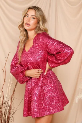 HOT PINK SEQUIN DRESS