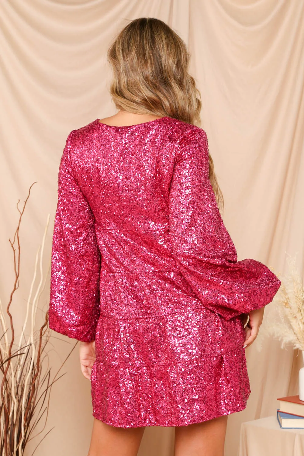 HOT PINK SEQUIN DRESS