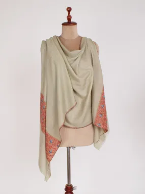 Ice Green Cashmere Scarf With Contrasting Border