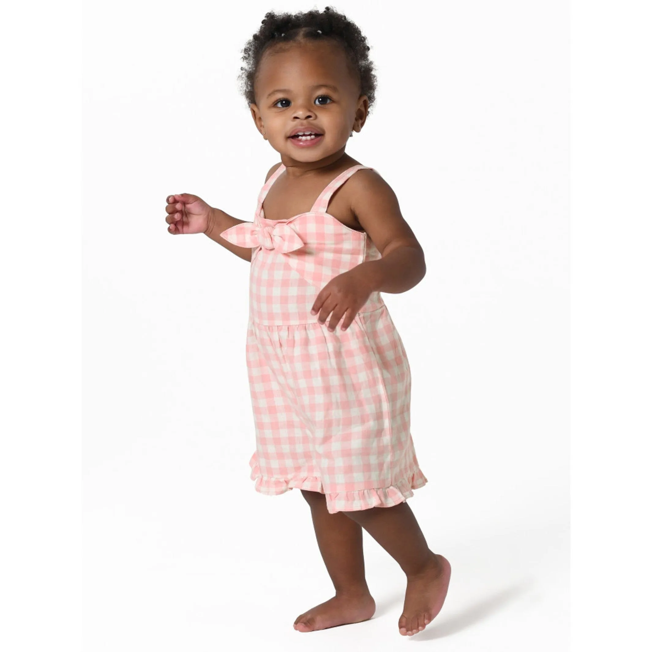 Infant and Toddler Girls Pink Gingham Romper