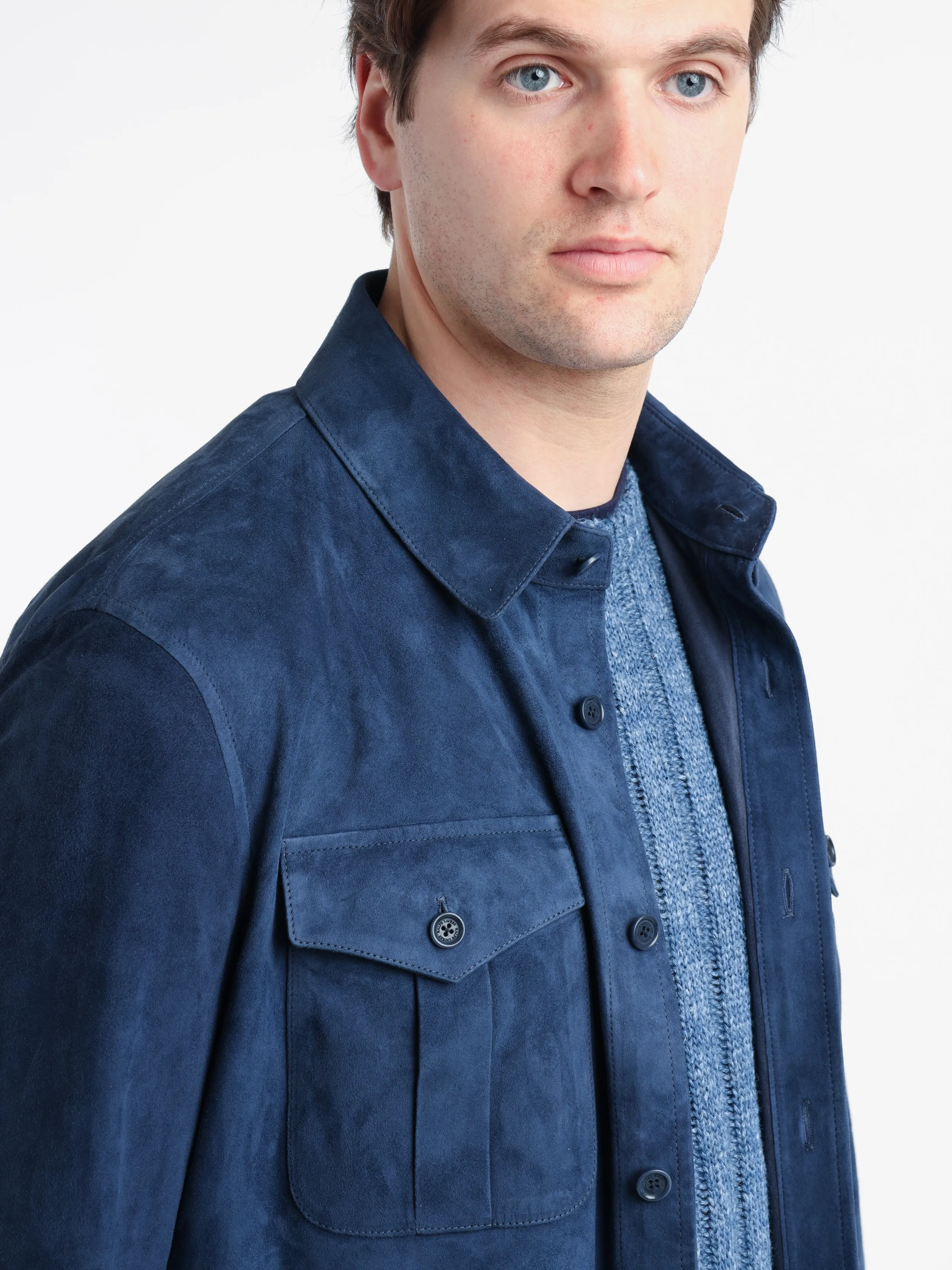 Island Blue Suede Overshirt