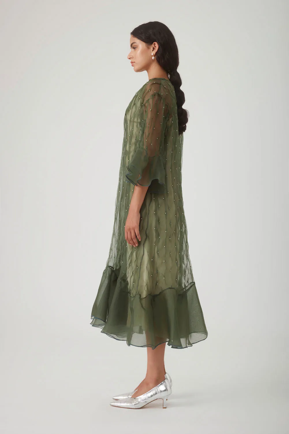 IZZ EMBELLISHED DRESS - OLIVE