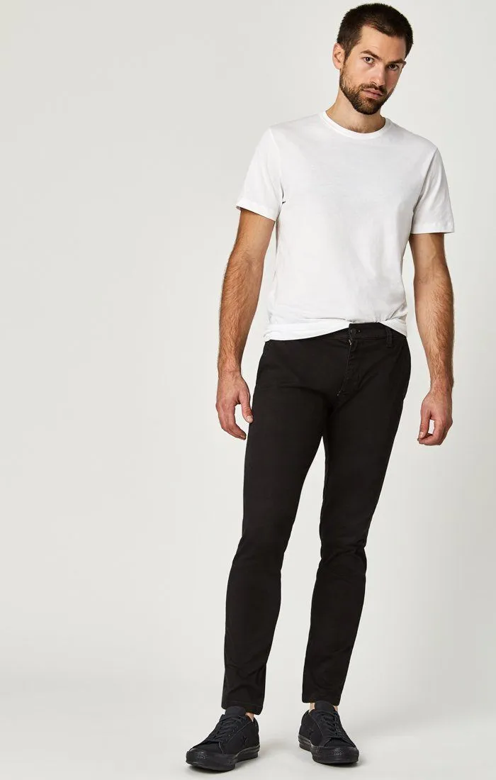 JOHNNY SLIM CHINO IN BLACK SATEEN TWILL