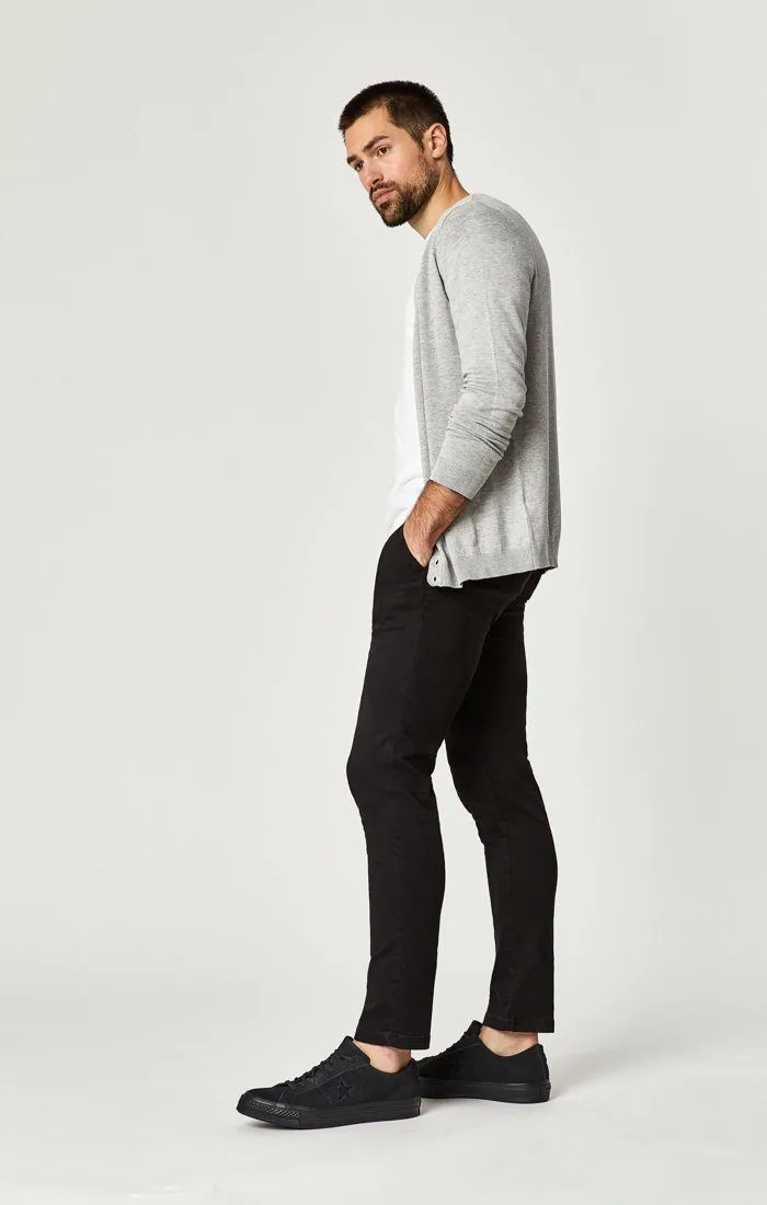 JOHNNY SLIM CHINO IN BLACK SATEEN TWILL