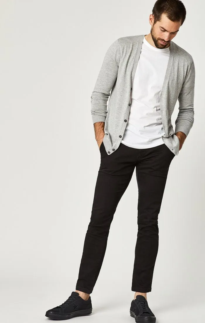 JOHNNY SLIM CHINO IN BLACK SATEEN TWILL