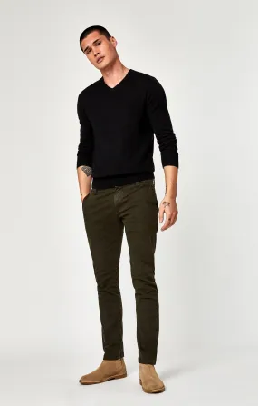 JOHNNY SLIM CHINO IN DARK GREEN TWILL