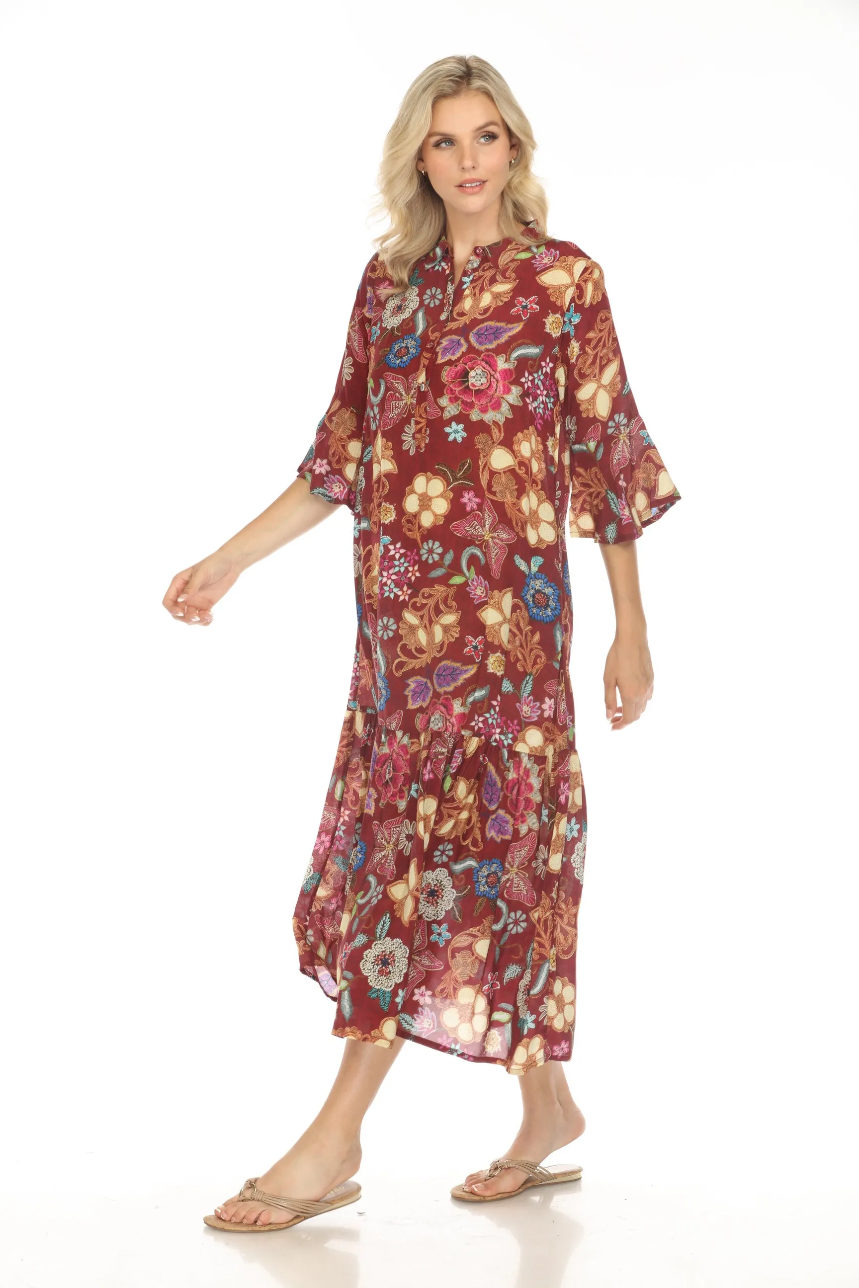 Johnny Was Nash Floral Silk Midi Dress C34724B9 Boho Chic