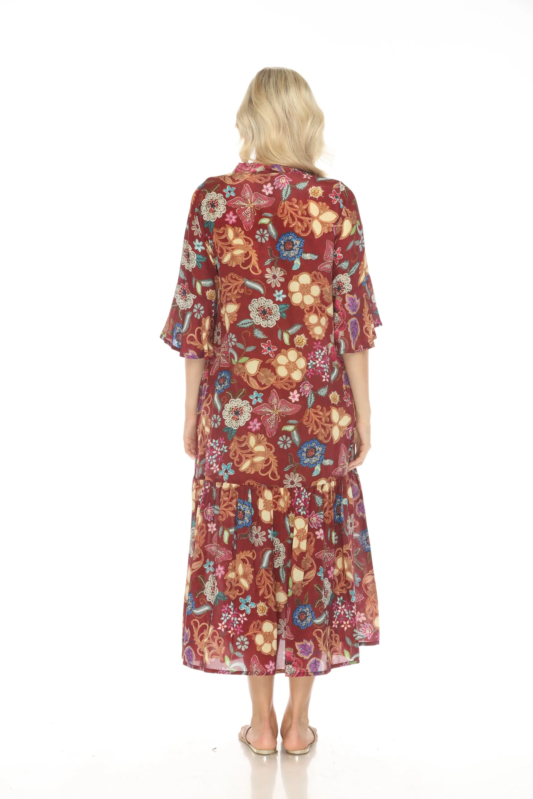 Johnny Was Nash Floral Silk Midi Dress C34724B9 Boho Chic