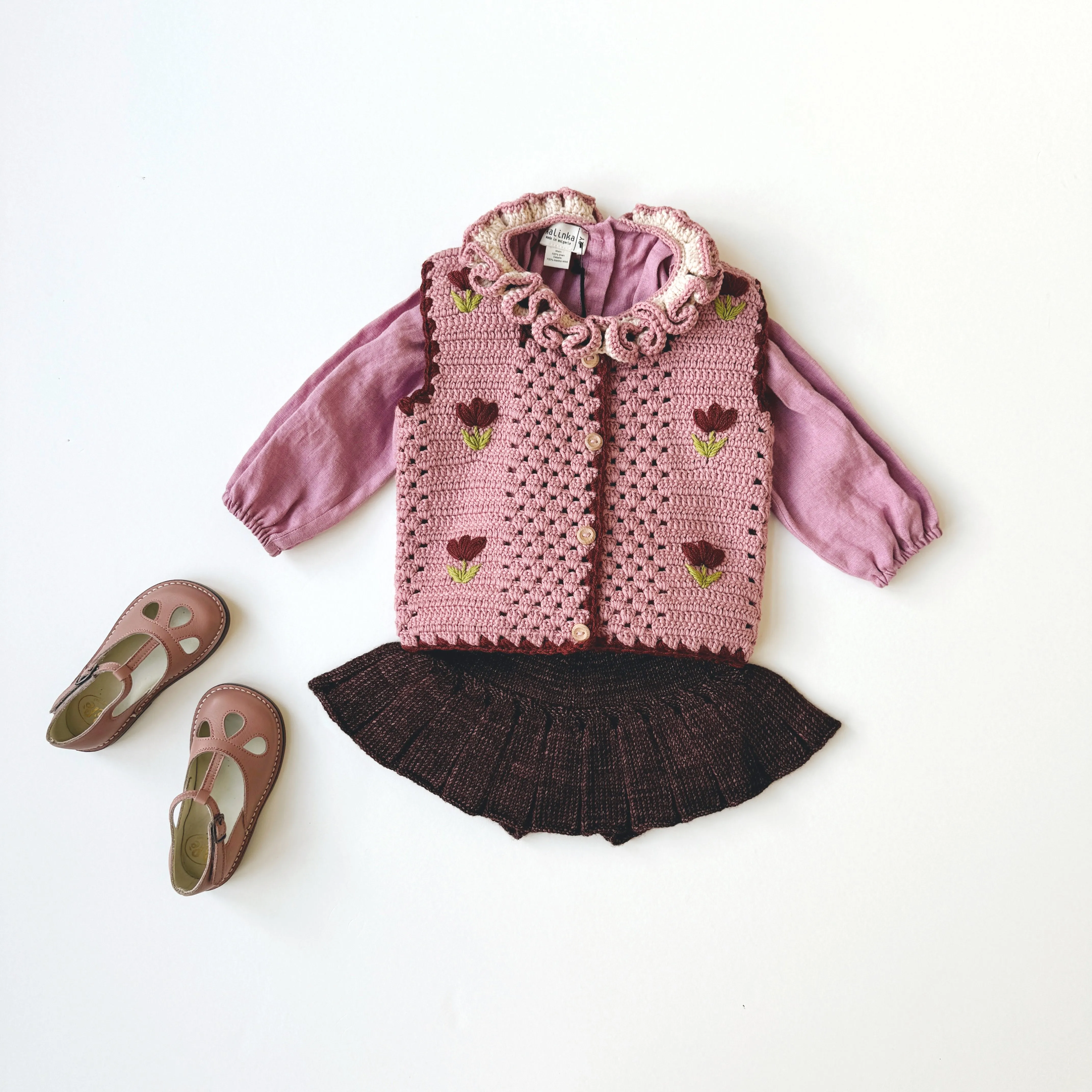 Kalinka Kids :: Albena Vest Blush/Chestnut