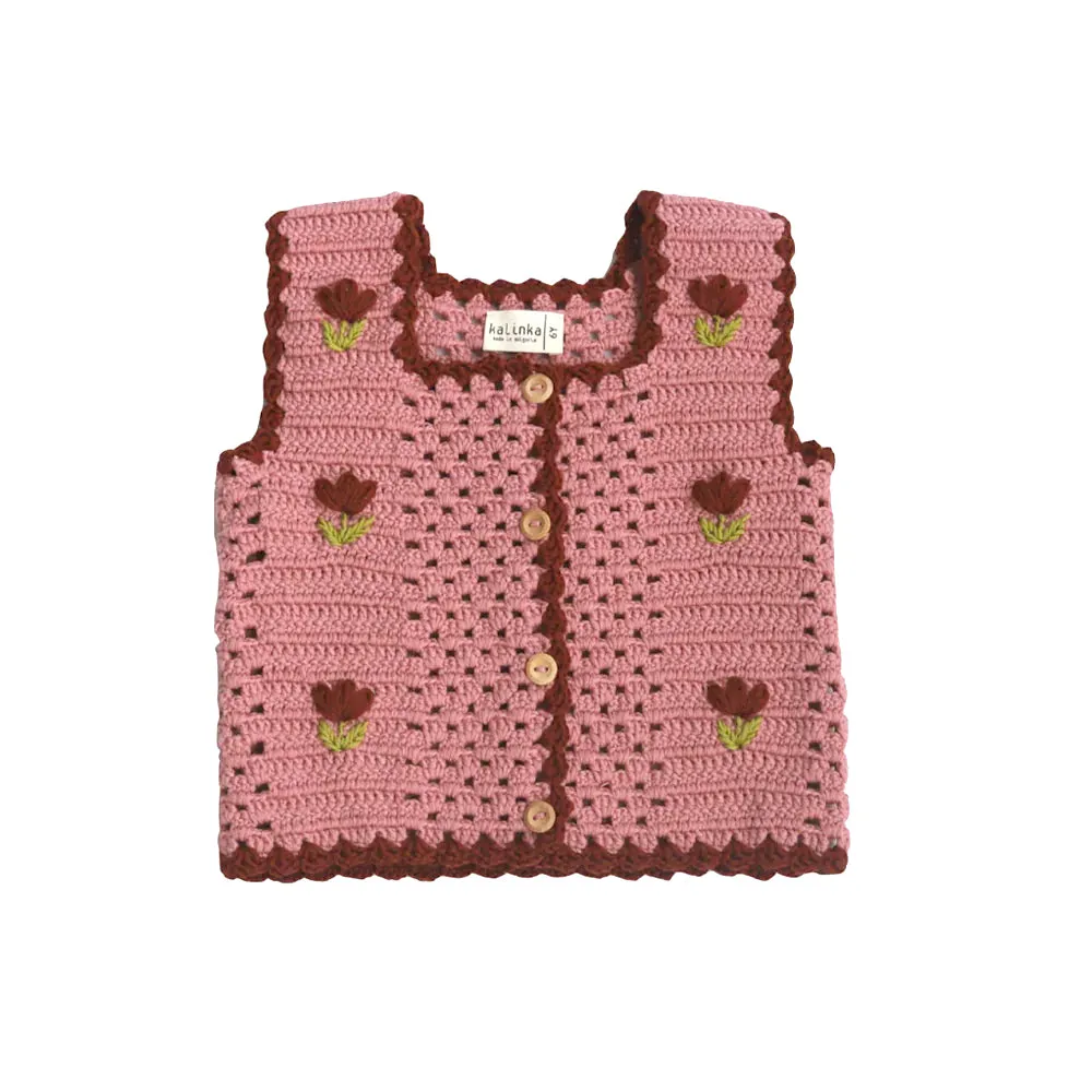 Kalinka Kids :: Albena Vest Blush/Chestnut