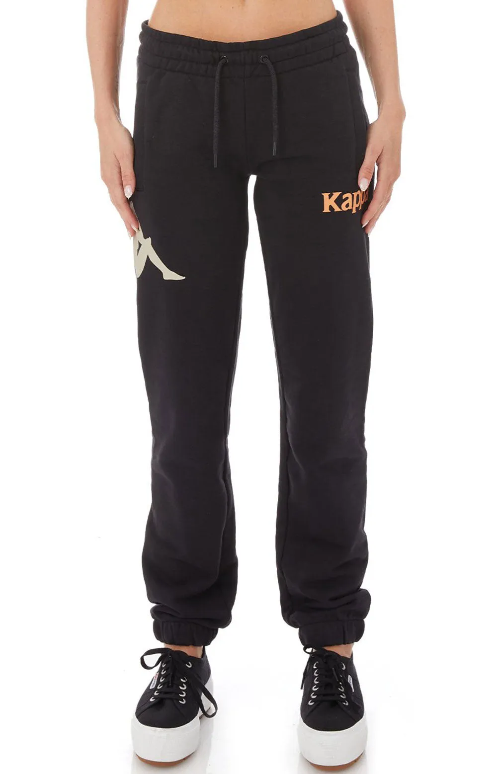 Kappa Women's Retro Ambatomainty Sweatpants - Black Smoke/Orange Salmon