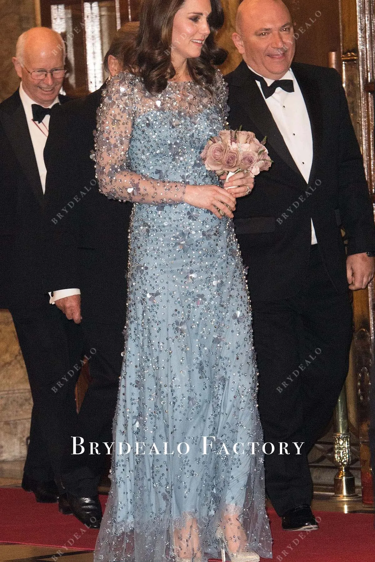 Kate Middleton Sparkly Blue Celebrity Dress Royal Variety Show 2017