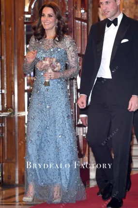 Kate Middleton Sparkly Blue Celebrity Dress Royal Variety Show 2017