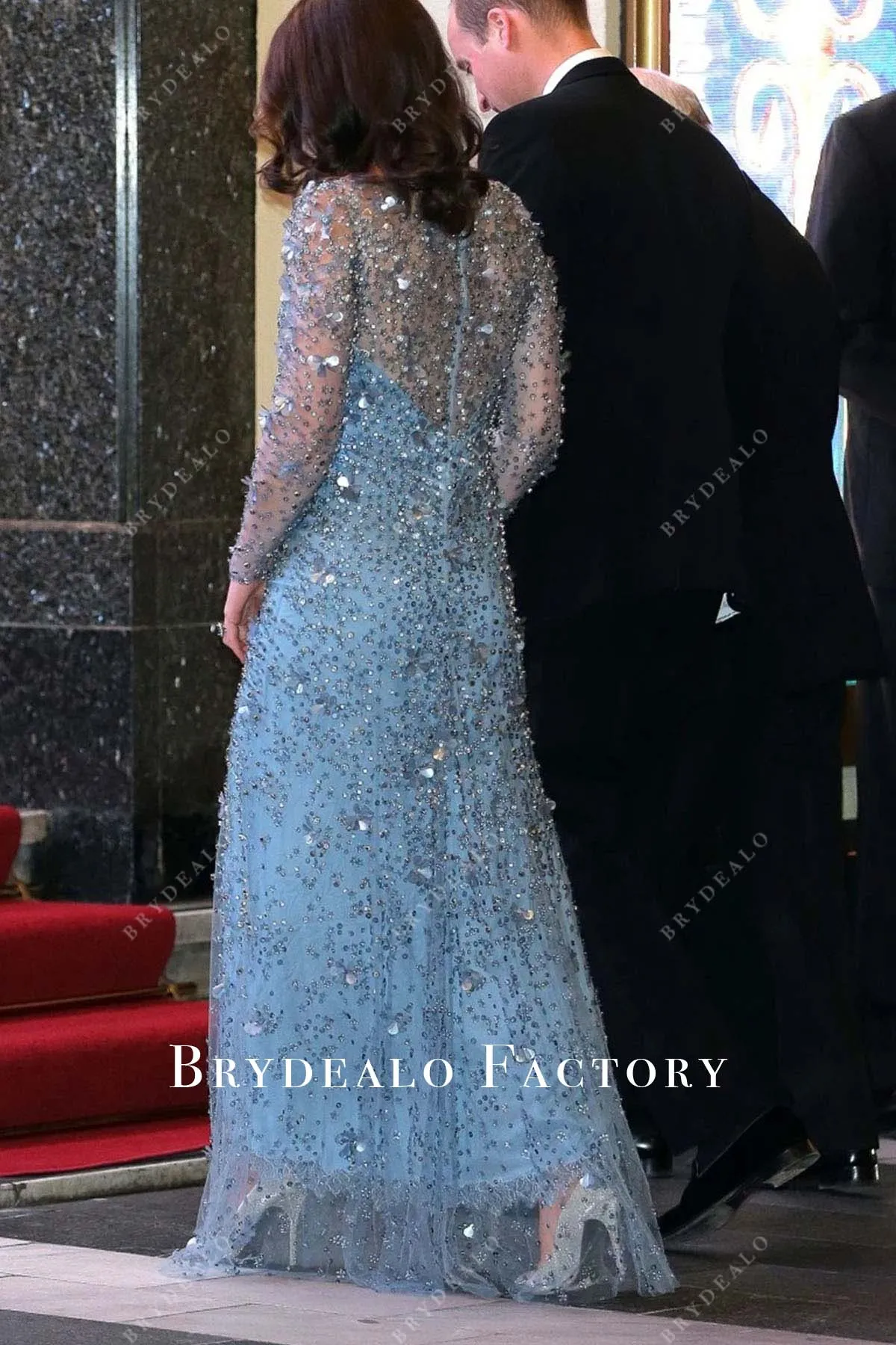 Kate Middleton Sparkly Blue Celebrity Dress Royal Variety Show 2017