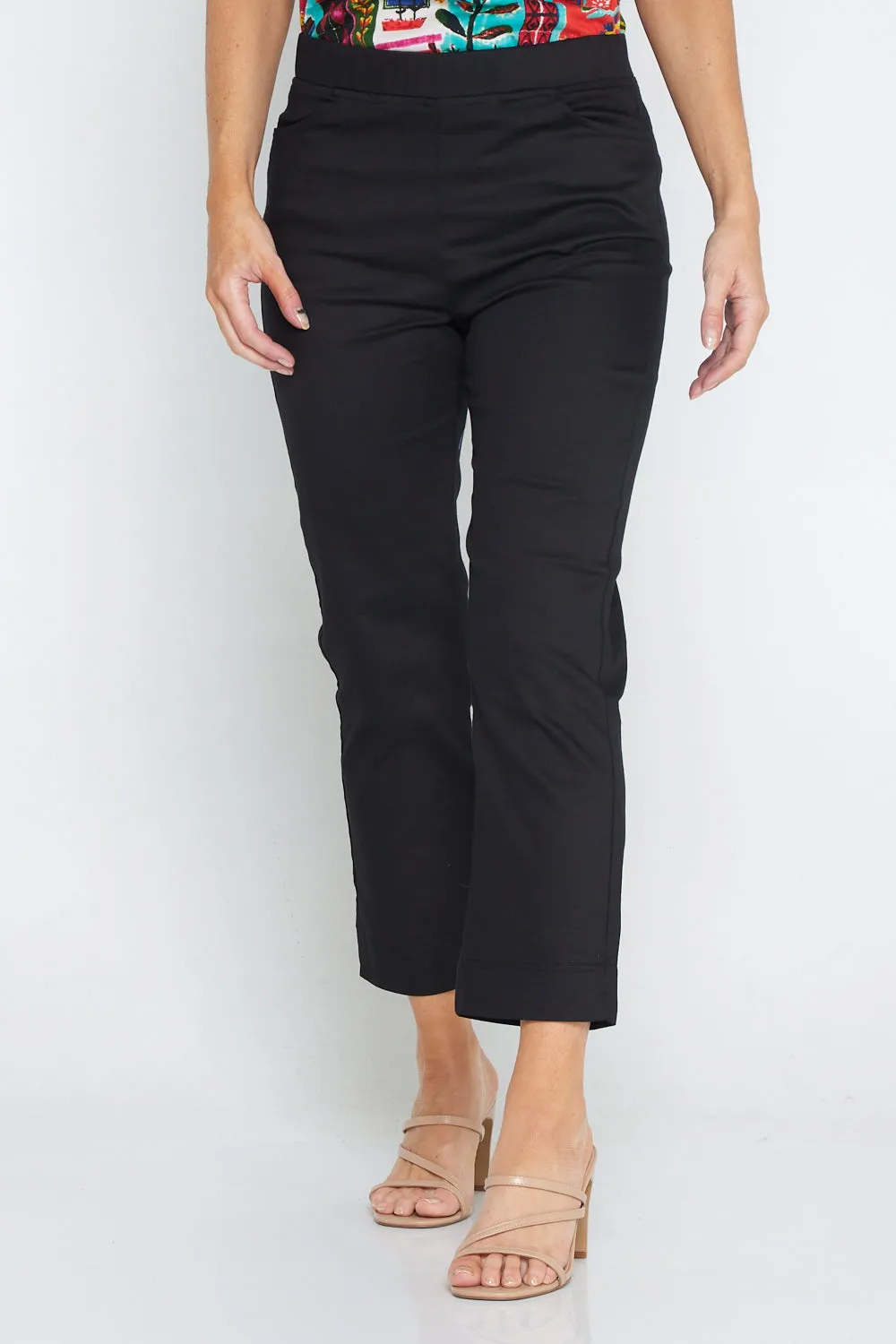 Kayla Pull On 7/8 Stretch Pants - Black