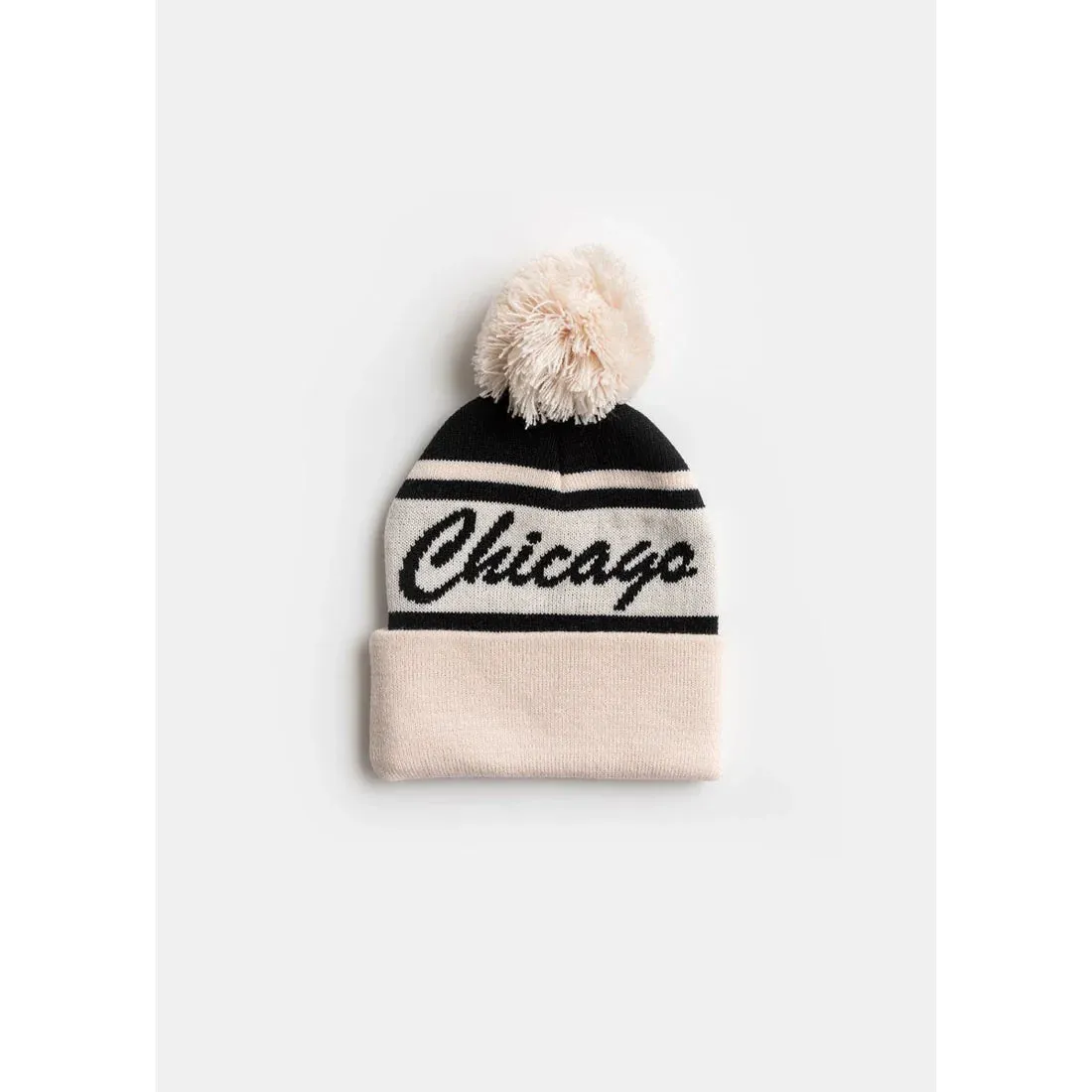 Kids & Toddler Chicago Pom Beanie in Black Script