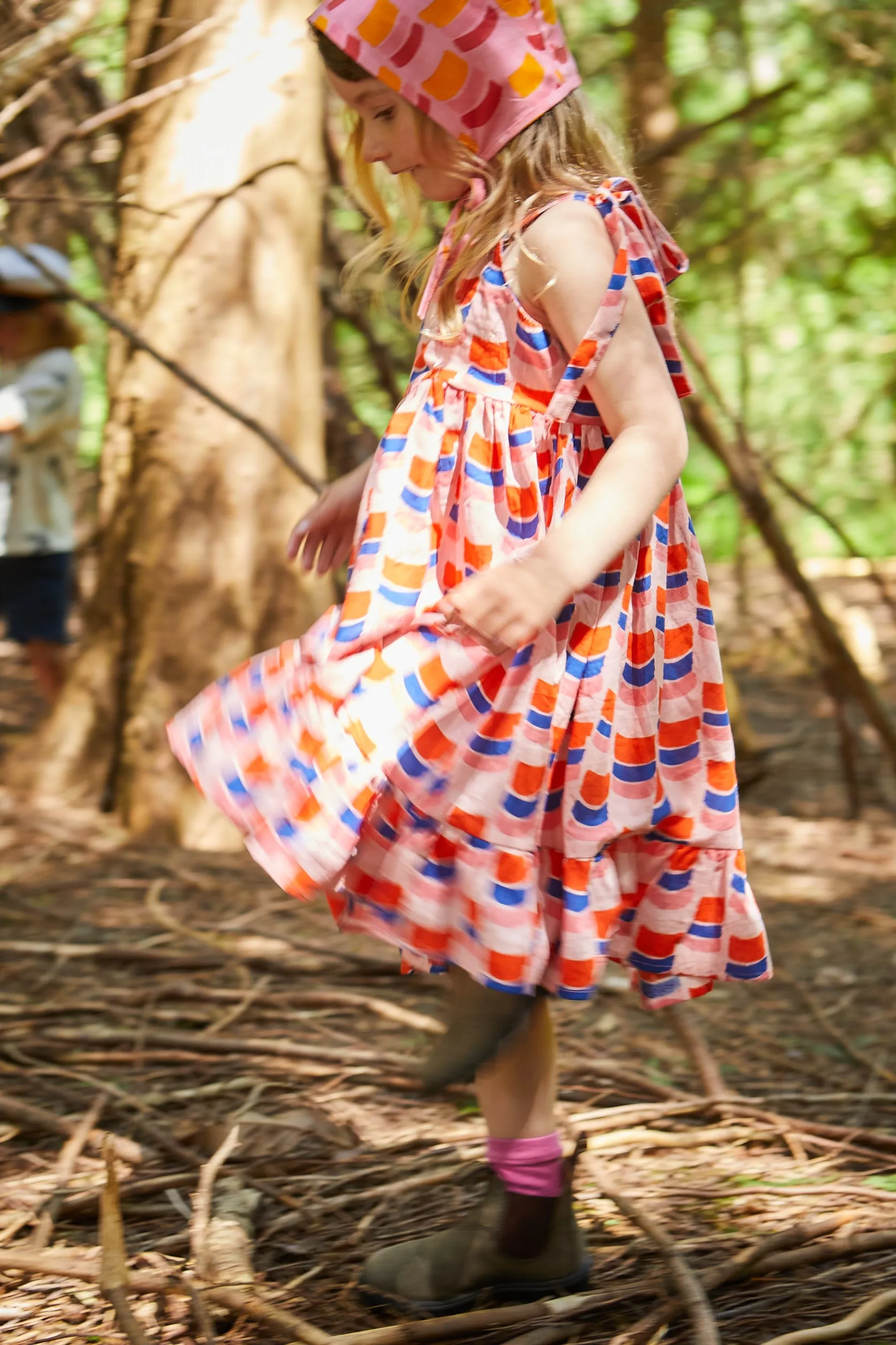 Kid's Cotton Butterfly Dress in 'Sunset Skies'