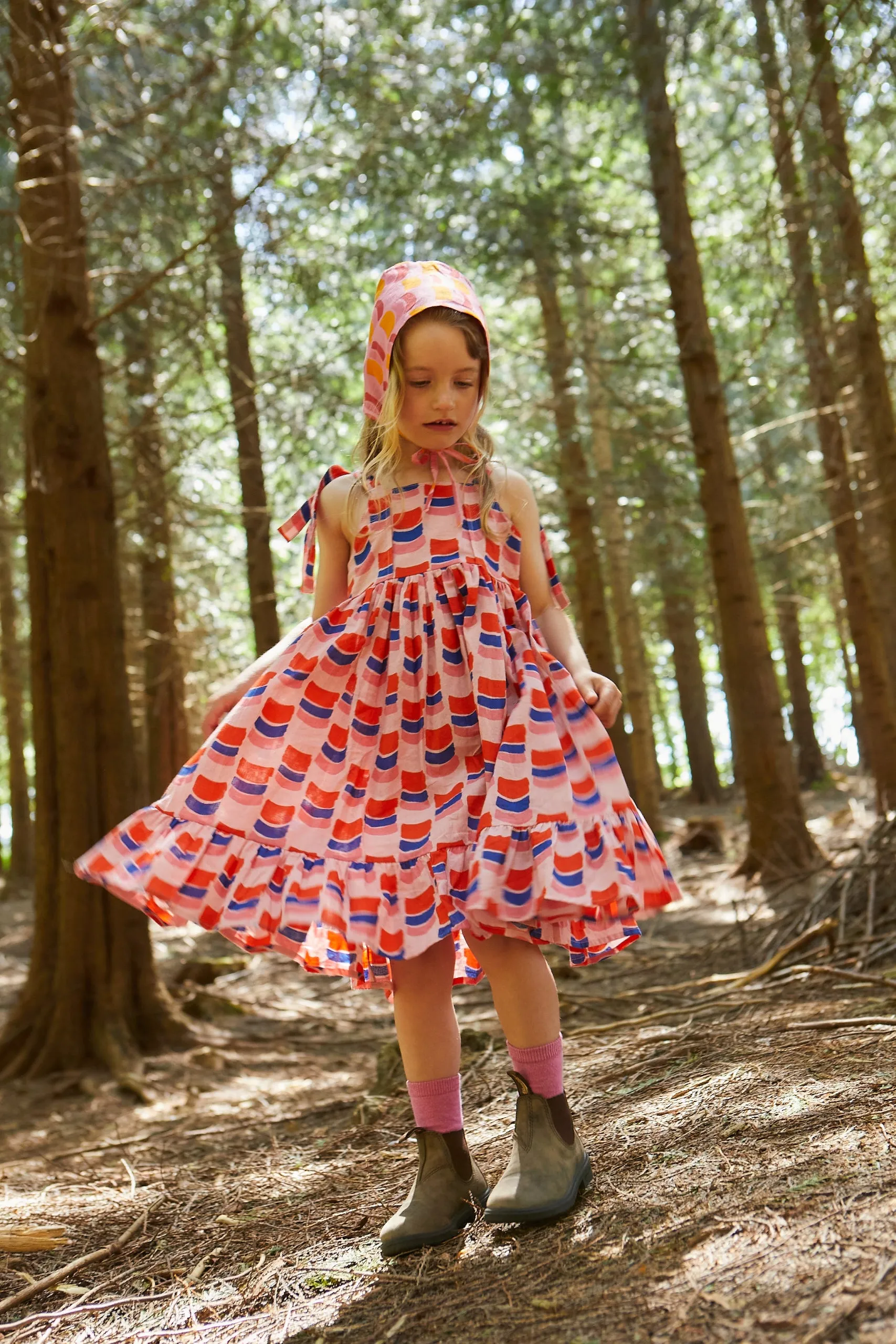 Kid's Cotton Butterfly Dress in 'Sunset Skies'