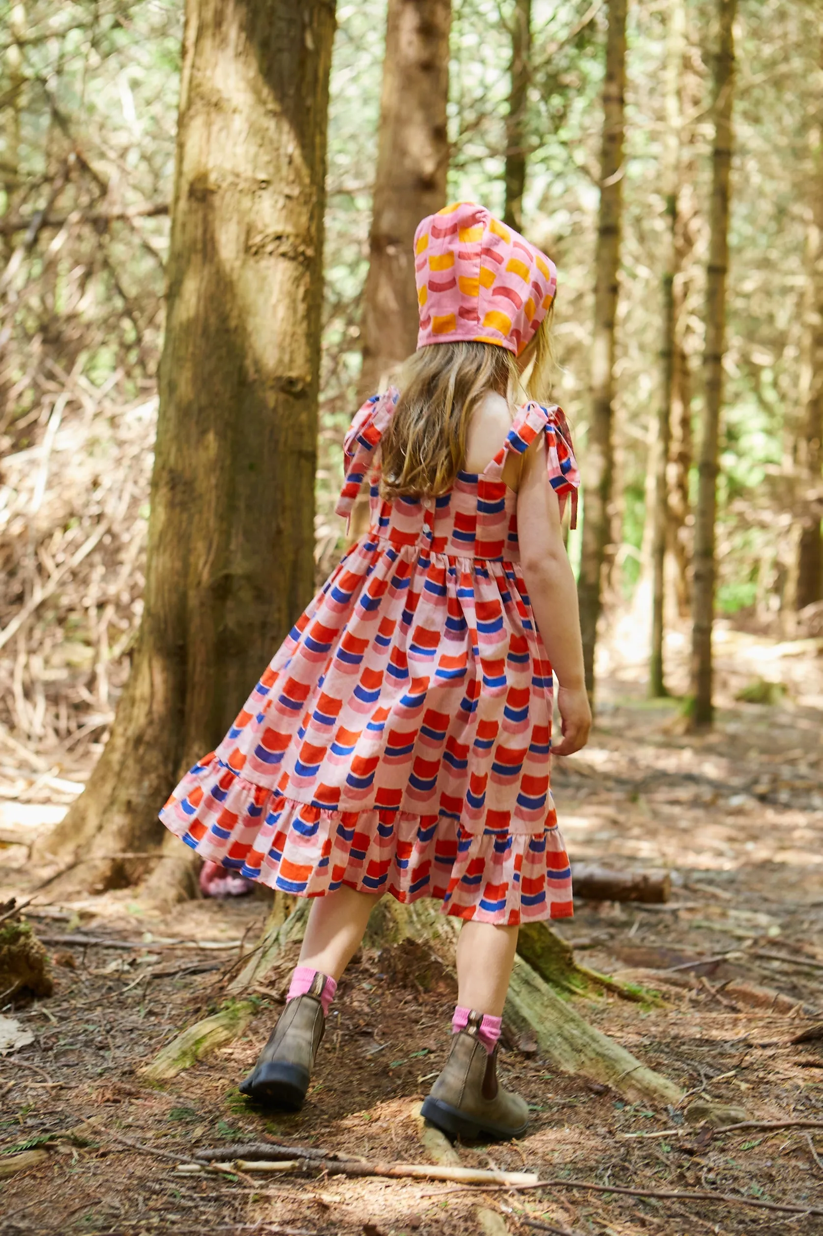 Kid's Cotton Butterfly Dress in 'Sunset Skies'