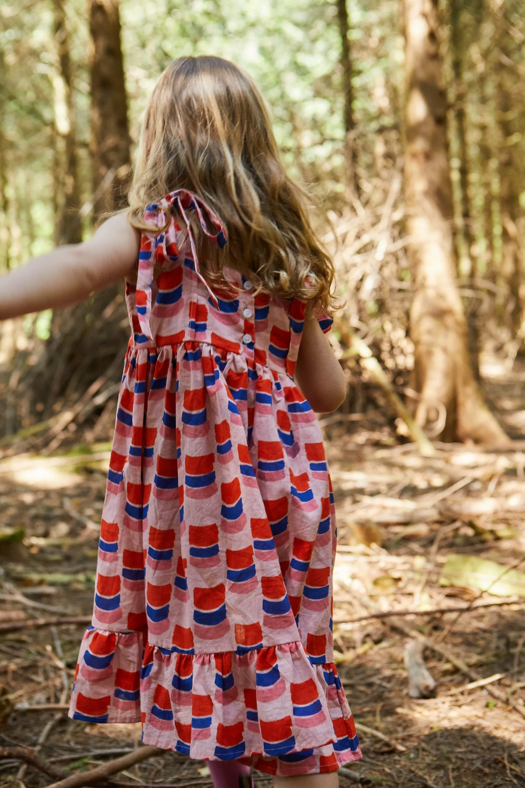 Kid's Cotton Butterfly Dress in 'Sunset Skies'