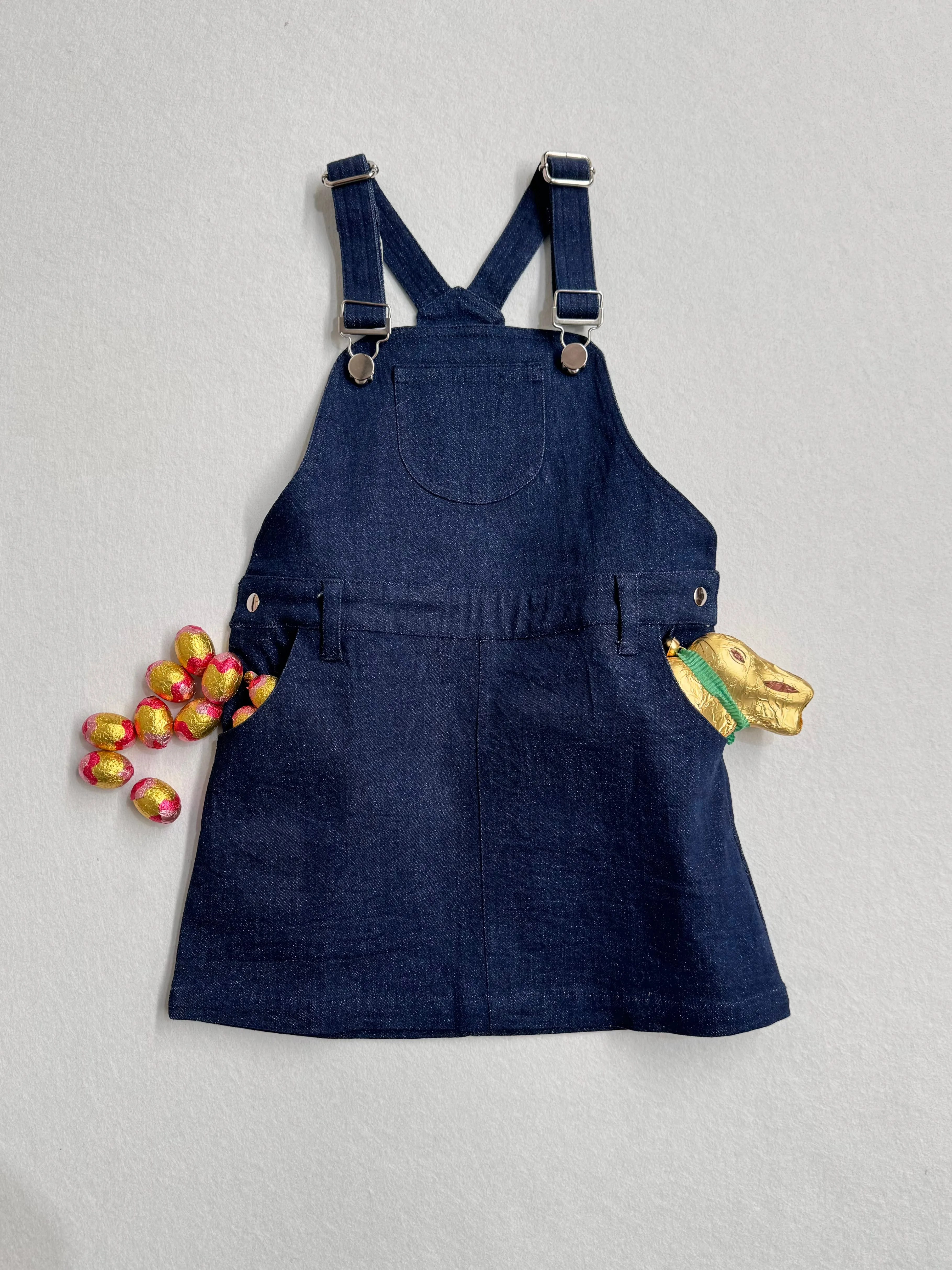 Kids Zero Waste Pinafore in Blue Denim