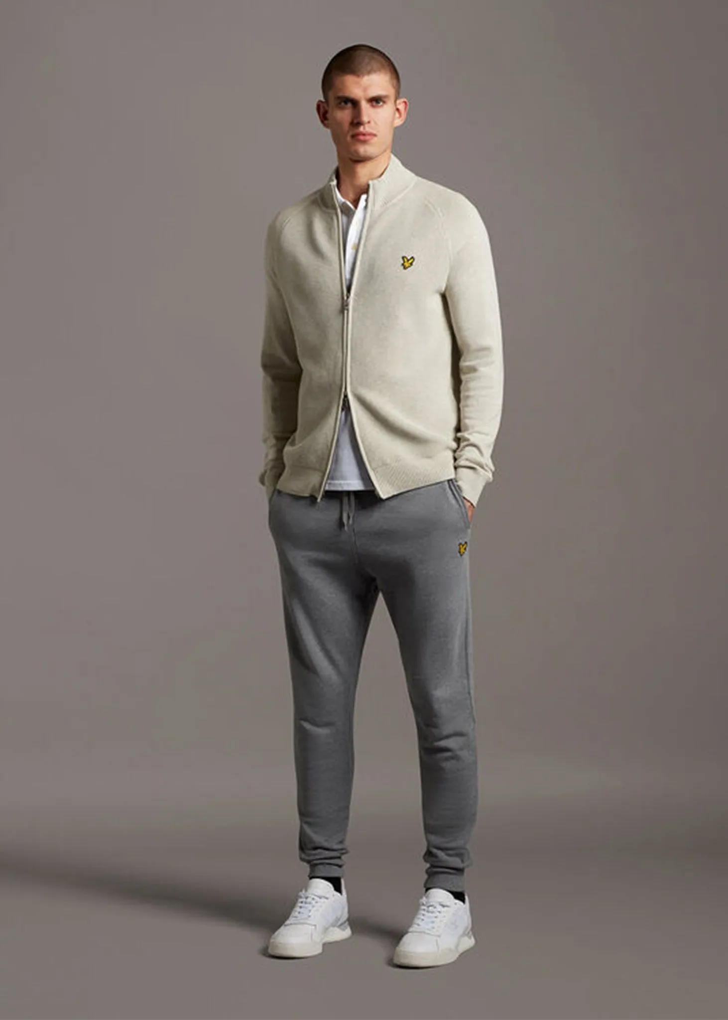 Knitted zip through - light grey marl