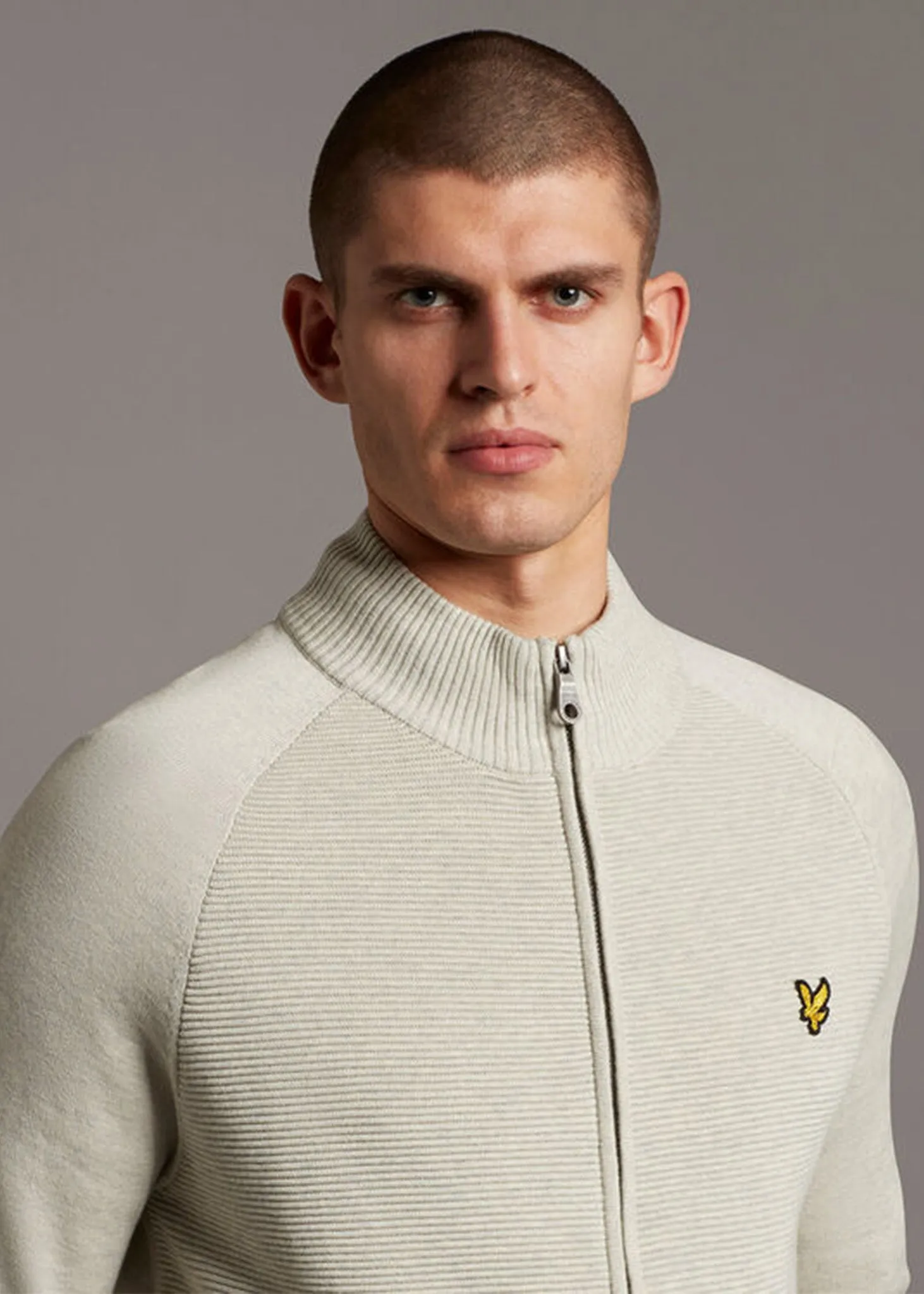 Knitted zip through - light grey marl