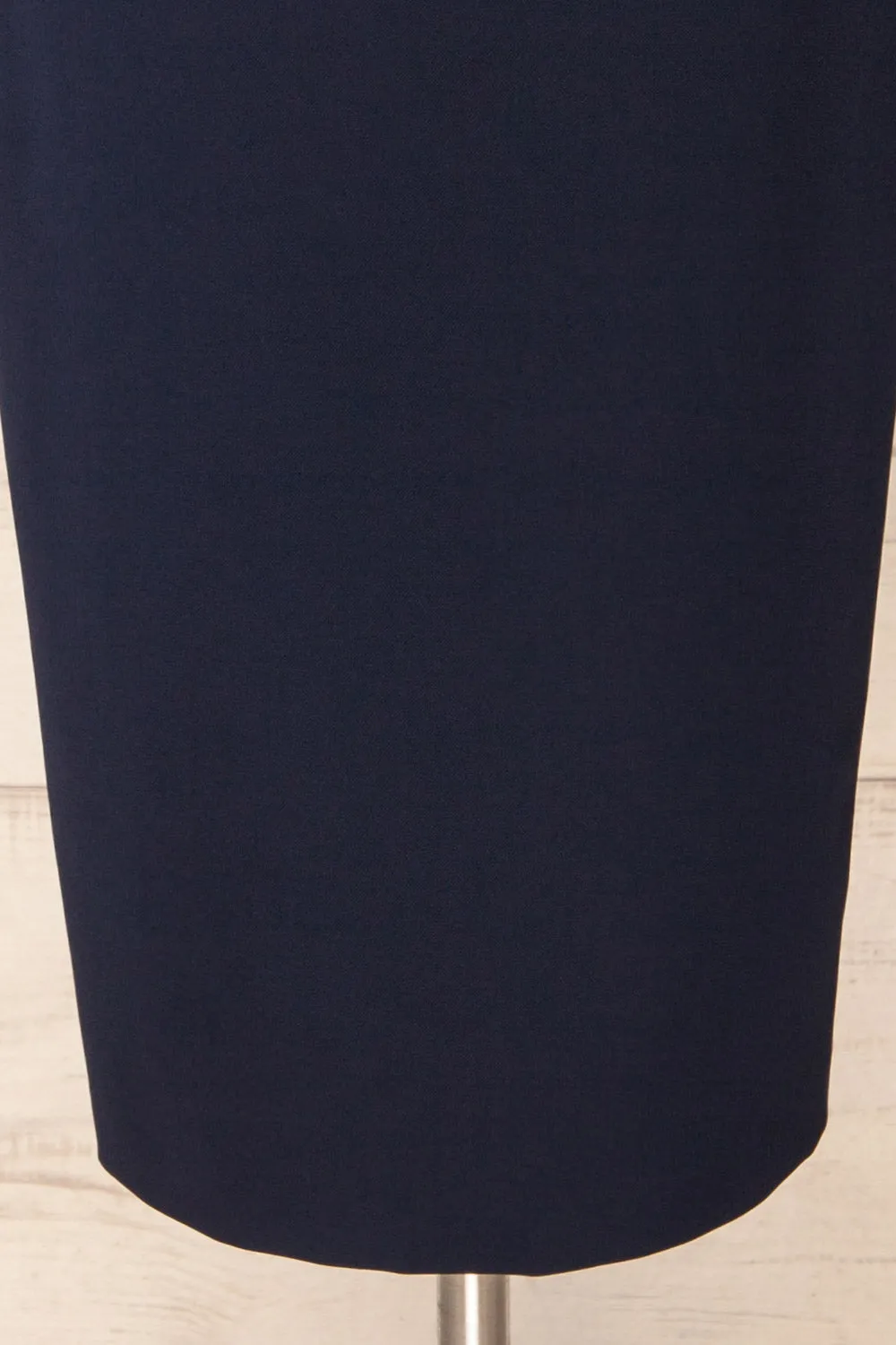 Kovna Navy | Fitted Midi Dress w/ Open Back