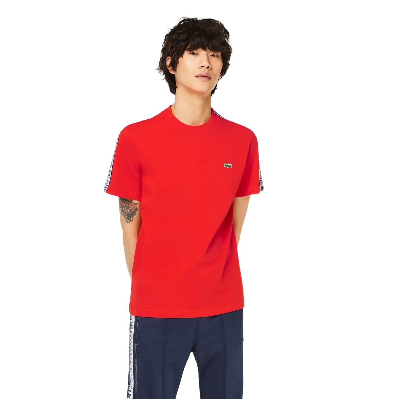 Lacoste Men's Contemporary Collections Short Regular Fit Sleeve Taping T-Shirt