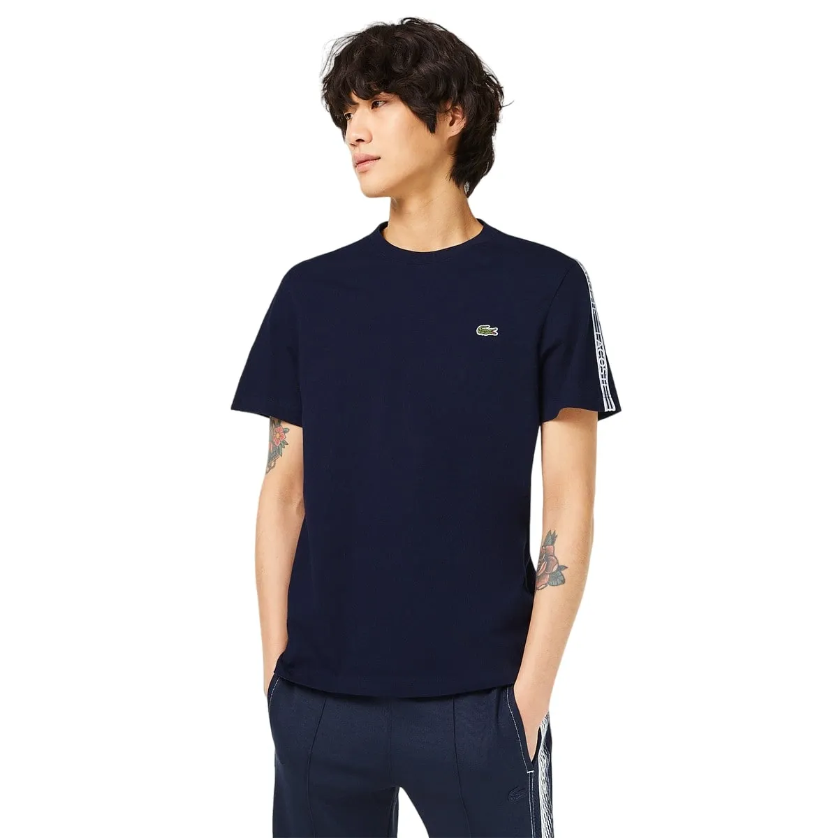 Lacoste Men's Contemporary Collections Short Regular Fit Sleeve Taping T-Shirt