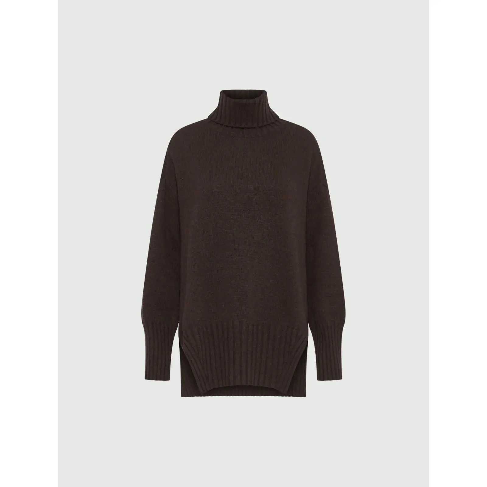 LAMPADA Cashmere Wool Mix Rollneck Jumper Dark Brown