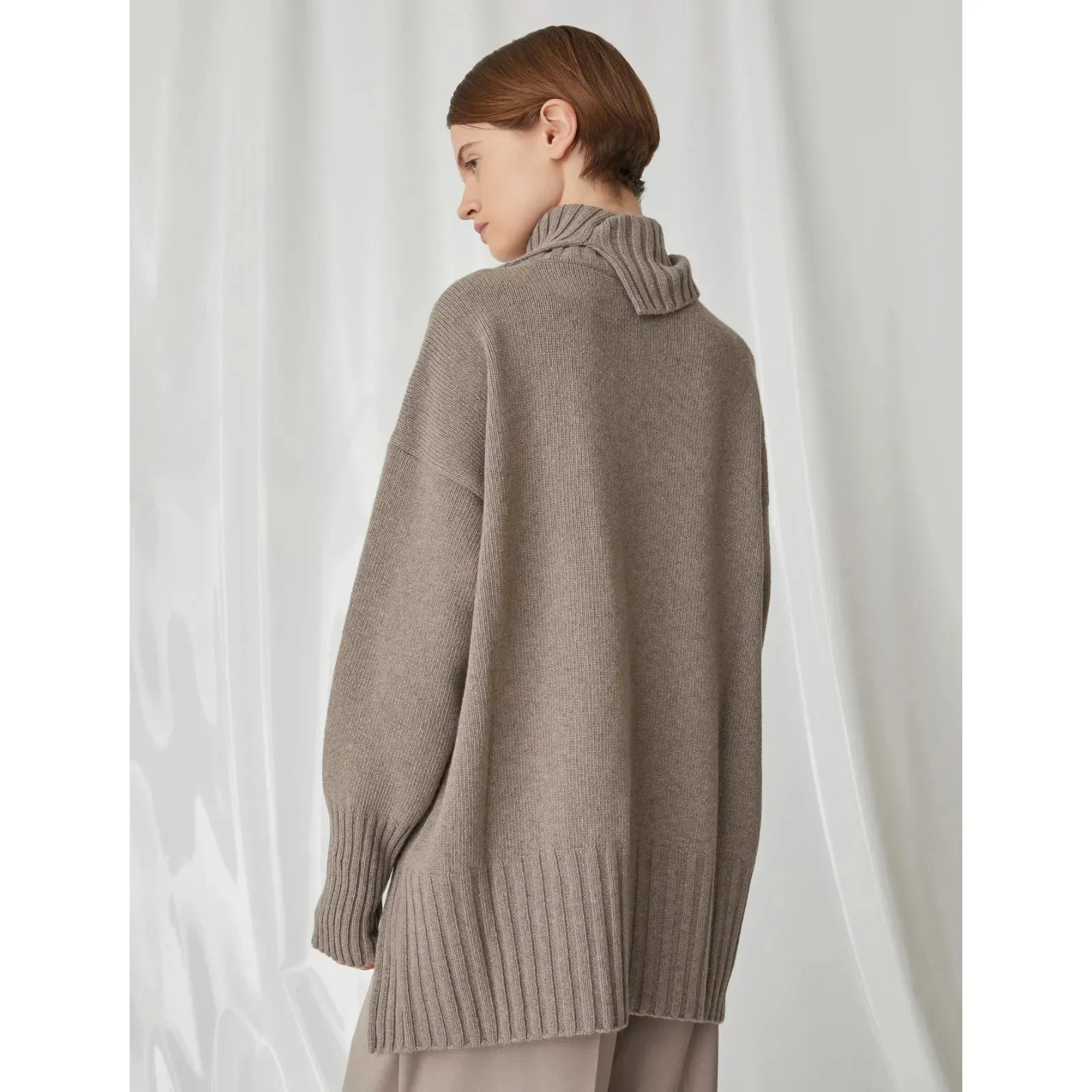 LAMPADA Cashmere Wool Mix Rollneck Jumper Mink