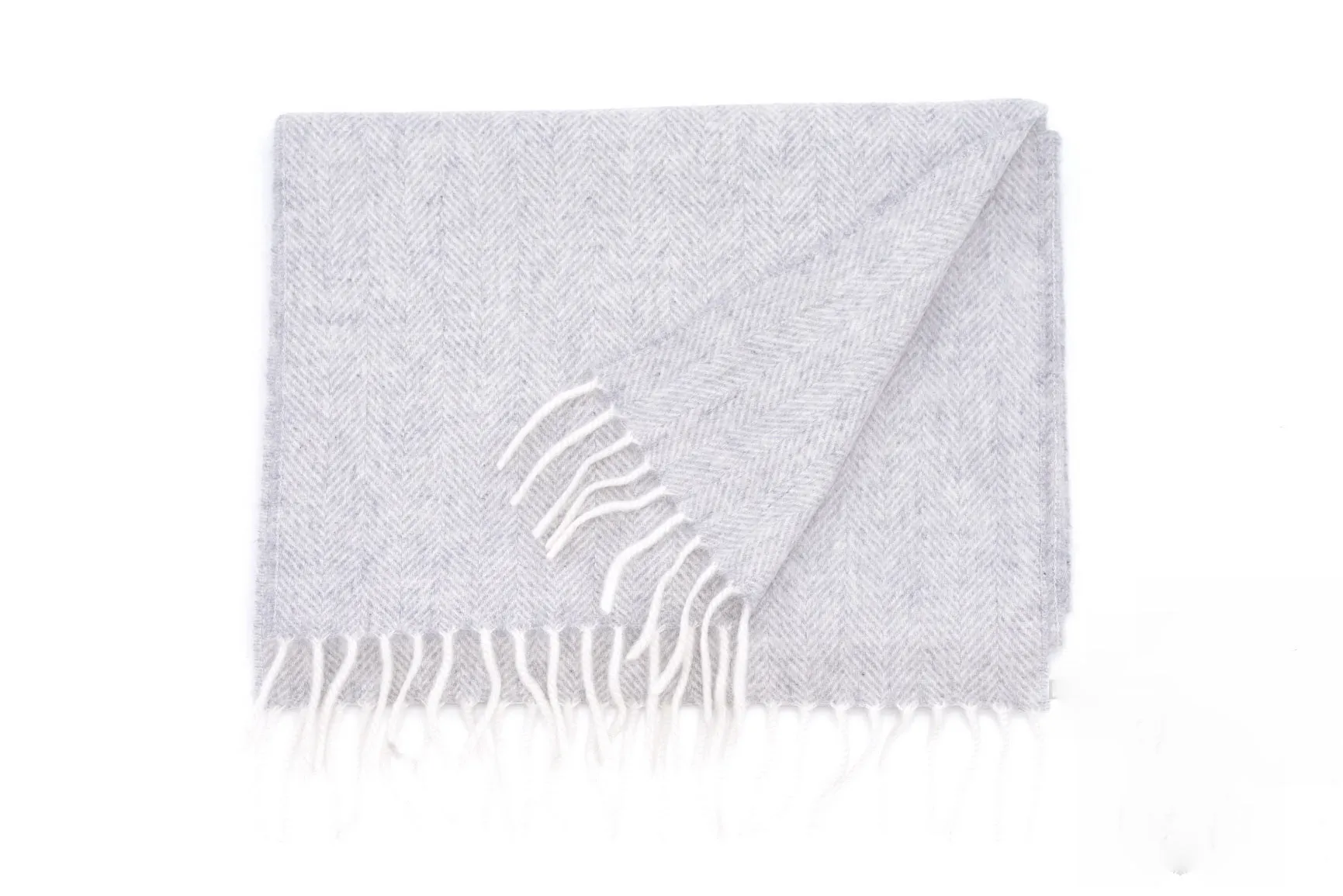 Light Gray Herringbone Cashmere Scarf