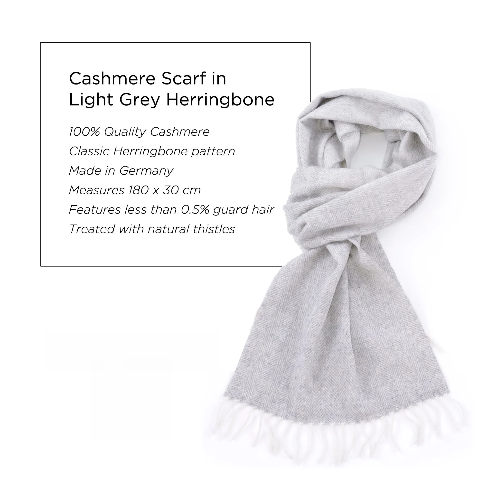 Light Gray Herringbone Cashmere Scarf