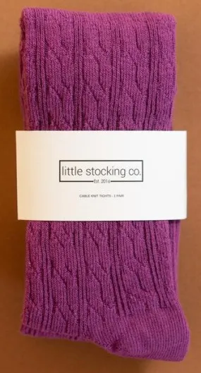 Little Stocking Co Cable Knit Tights - Willowherb