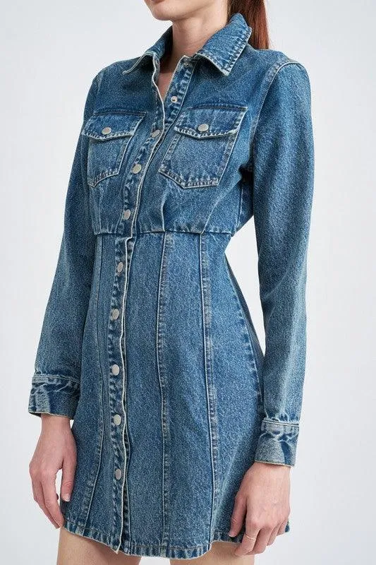 Long Sleeve Denim Shirt Dress