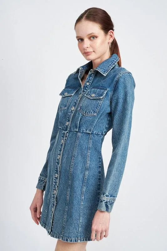 Long Sleeve Denim Shirt Dress