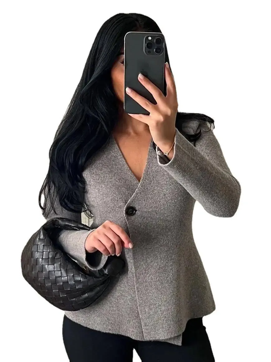 Loose All-match V-neck Knitted Women's Jacket